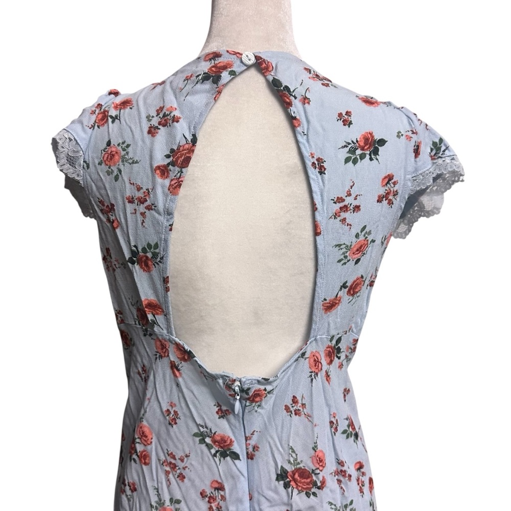 Wild Fable Blue Floral Midi Coquette Demure Dress Size M - Picture 6 of 7